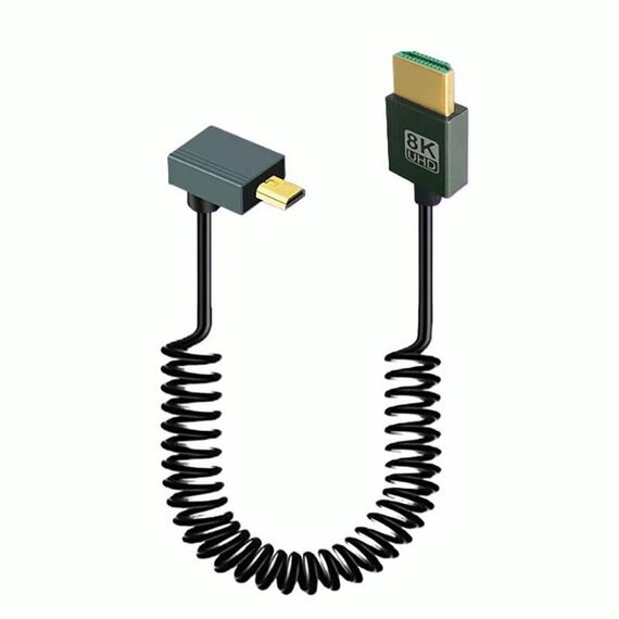 Cavo a molla HDMI 2.1 8K 60HZ, lunghezza 0,5 m, specifiche: Micro HDMI Reverse Bend