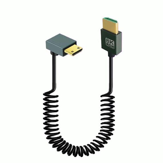 Cavo a molla HDMI 2.1 8K 60HZ, lunghezza 0,5 m, specifiche: Mini HDMI Positive Bend