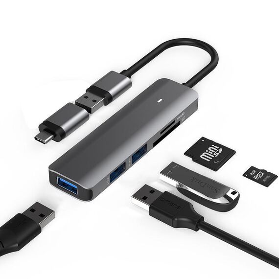 Blueendless Dock di espansione di tipo C Stazione di docking HUB multifunzionale 5 in 1 USB3.0 x 3 + SD/TF3.0