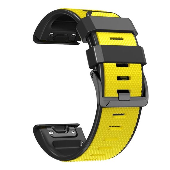 Per Garmin Fenix 7 Pro 26mm Fibbia a vite Diamond Texture Cinturino in silicone a due colori (giallo + nero)
