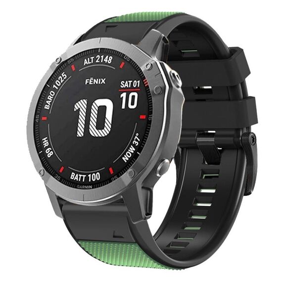 Per Garmin Fenix 7 Pro 26mm Fibbia a vite Diamond Texture Cinturino in silicone a due colori (verde militare + nero)