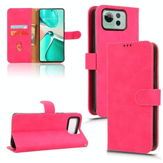 Per ASUS Zenfone 12 Ultra Skin Feel Custodia magnetica in pelle Flip (rosso rosa)