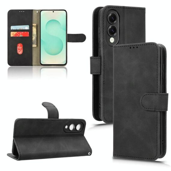Per Samsung Galaxy S25 Edge 5G Custodia in pelle magnetica con chiusura magnetica (nera)
