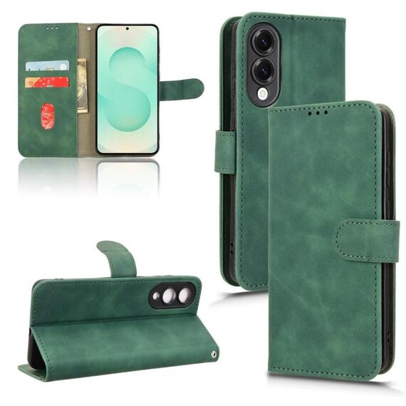 Per Samsung Galaxy S25 Edge 5G Custodia in pelle magnetica con chiusura magnetica (verde)