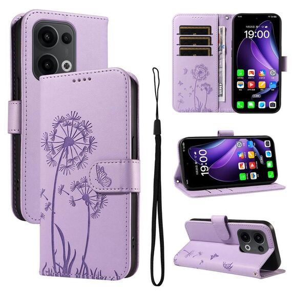 Per OPPO Reno13 Global Dandelion Embossed Pattern Flip Custodia in pelle per telefono (viola)