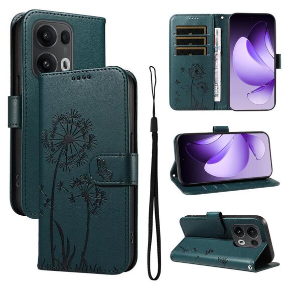 Per OPPO Reno13 Pro Custodia per telefono in pelle con motivo in rilievo a dente di leone (blu)