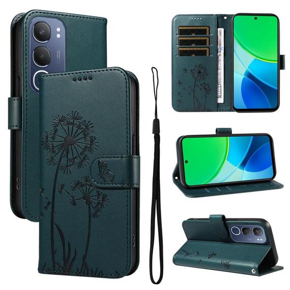 Per vivo Y19S 4G Global Dandelion Embossed Pattern Flip Custodia in pelle per telefono (blu)