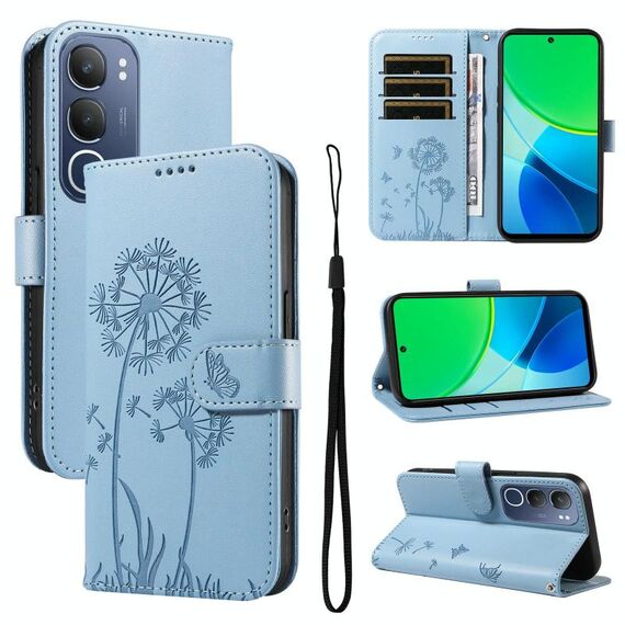 Per vivo Y19S 4G Global Dandelion Embossed Pattern Flip Custodia in Pelle per Telefono (Blu Cielo)