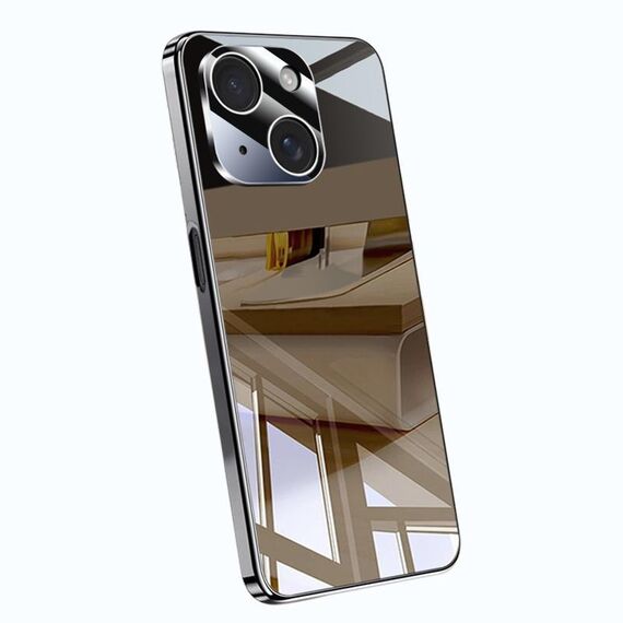 Per iPhone 14 Custodia per telefono antiurto con airbag a copertura totale in cristallo di ghiaccio galvanico (nero)