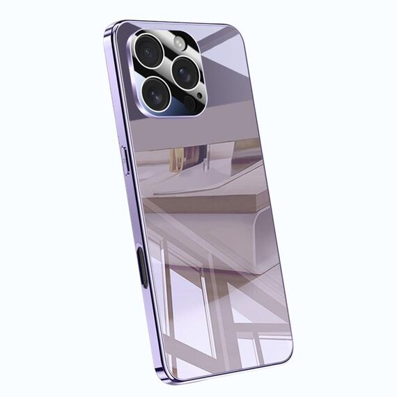 Per iPhone 15 Pro Max Custodia per telefono antiurto con airbag a copertura totale e cristalli di ghiaccio galvanizzati (viola)