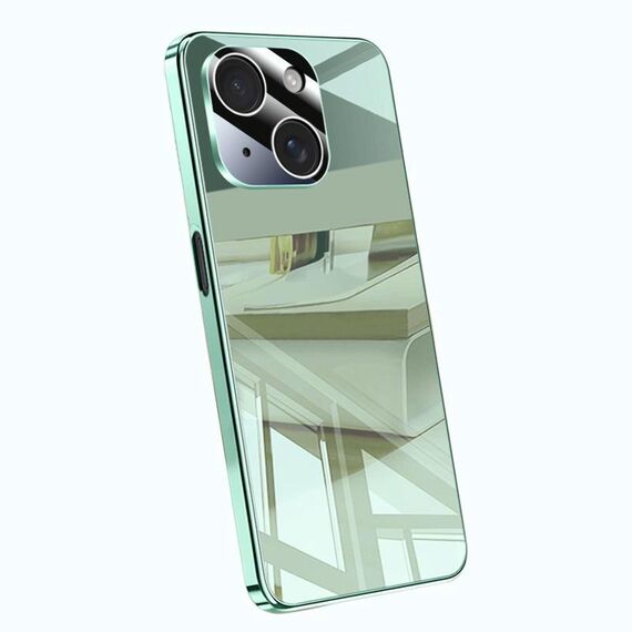 Per iPhone 15 Plus Custodia antiurto con airbag a copertura totale in cristallo di ghiaccio galvanico (verde)