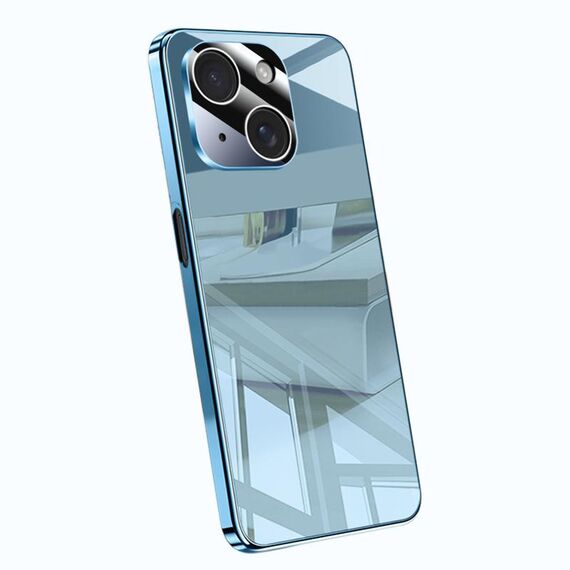 Per iPhone 15 Custodia antiurto per telefono con airbag a copertura totale e cristalli di ghiaccio galvanici (blu)