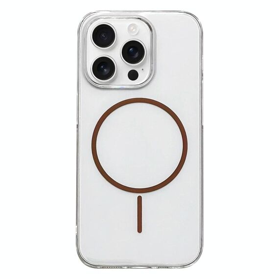 Per iPhone 15 Pro Max Custodia per telefono MagSafe sottile in PC trasparente e colorato (marrone)
