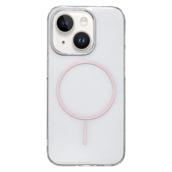 Per iPhone 15 Custodia per telefono MagSafe sottile in PC trasparente (rosa)