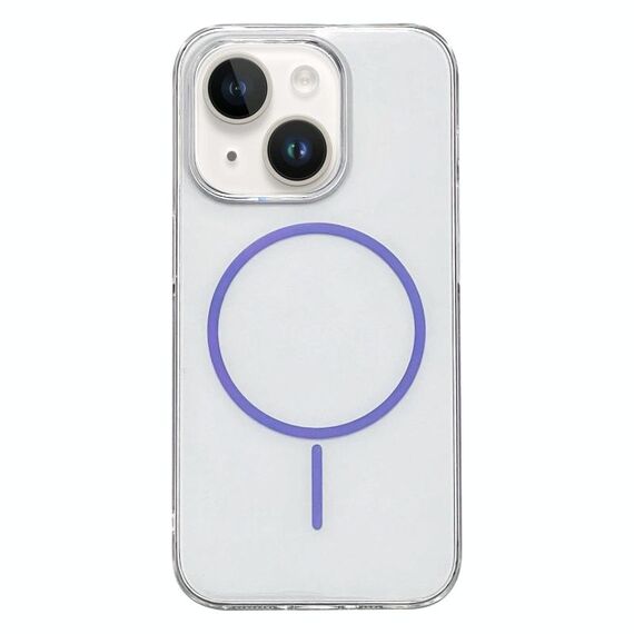 Per iPhone 15 Custodia per telefono MagSafe sottile in PC trasparente (viola)