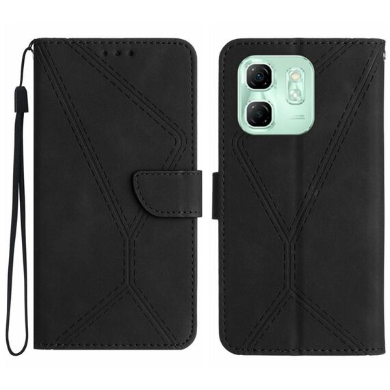 Per Infinix Hot 50i 4G Custodia per telefono in pelle goffrata con cuciture (nero)