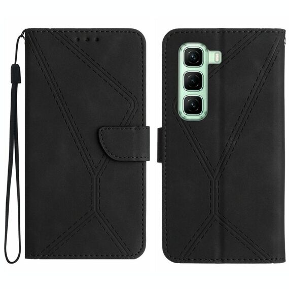 Per Infinix Hot 50 Pro+ 4G Custodia per telefono in pelle goffrata con cuciture (nero)