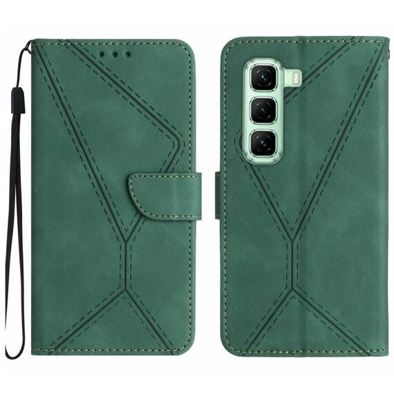 Per Infinix Hot 50 4G Custodia per telefono in pelle goffrata con cuciture (verde)