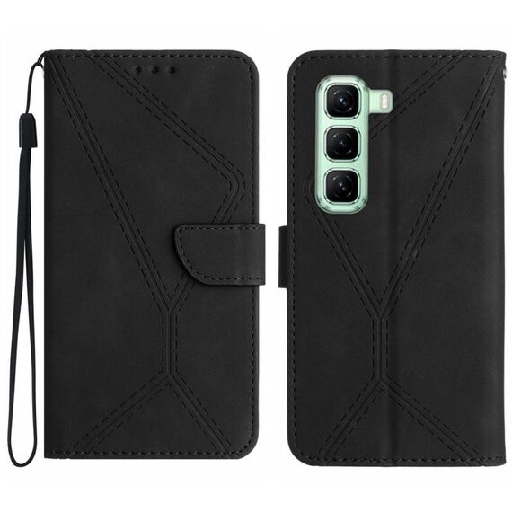 Per Infinix Hot 50 4G Custodia per telefono in pelle goffrata con cuciture (nero)