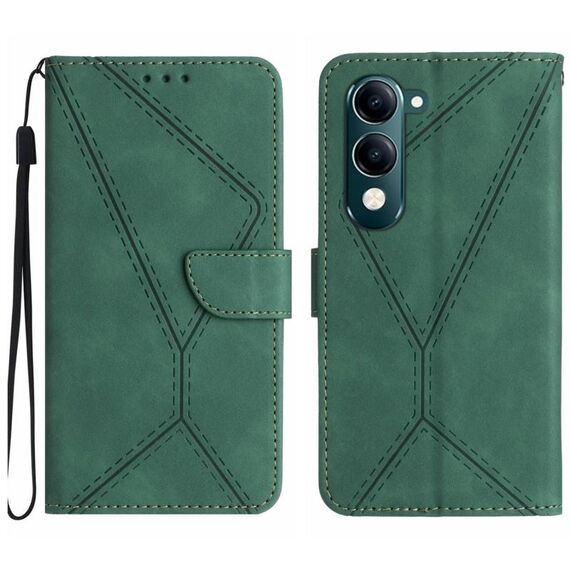 Per vivo Y04 4G / Y29s 5G Custodia per telefono in pelle goffrata con cuciture (verde)