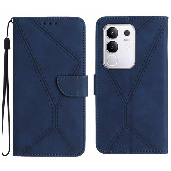 Per vivo Y29 4G Custodia per telefono in pelle con cuciture in rilievo (blu)