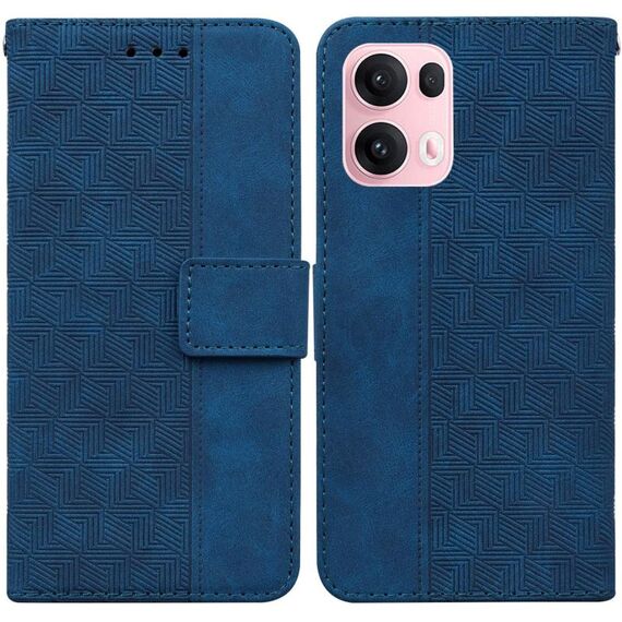 Per OPPO Reno13 Pro Custodia per telefono in pelle con motivo geometrico in rilievo globale (blu)