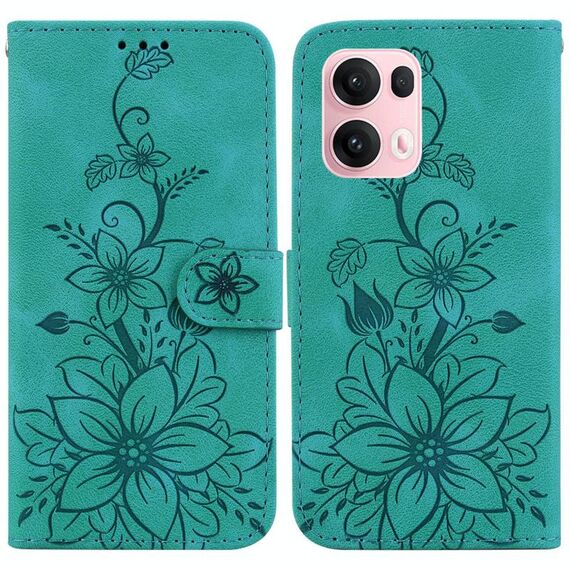Per OPPO Reno13 Pro Global Lily Custodia in pelle goffrata per telefono (verde)