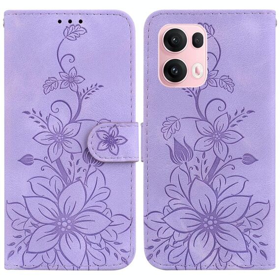 Per OPPO Reno13 Pro Global Lily Custodia in pelle goffrata per telefono (viola)