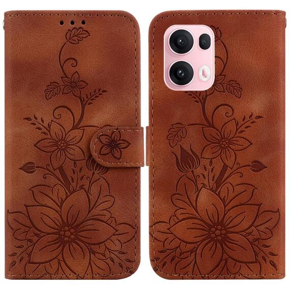 Per OPPO Reno13 Pro Global Lily Custodia in pelle goffrata per telefono (marrone)