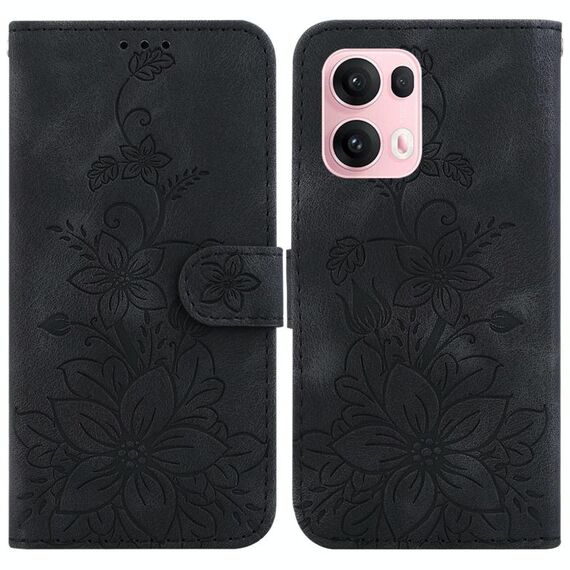 Per OPPO Reno13 Pro Global Lily Custodia in pelle goffrata per telefono (nero)
