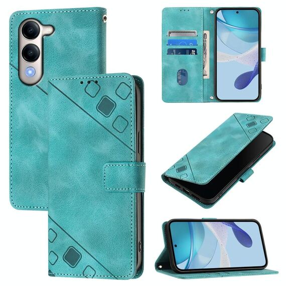 Per vivo Y29S 5G / Y04 5G Custodia per telefono in pelle goffrata Global Skin Feel (verde)
