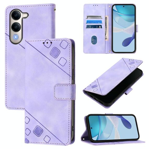 Per vivo Y29S 5G / Y04 5G Custodia per telefono in pelle goffrata Global Skin Feel (viola chiaro)