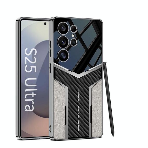 Per Samsung Galaxy S25 Ultra 5G GKK Plating TPU + Custodia per telefono in pelle Future Full Coverage, senza penna (grigio titanio)