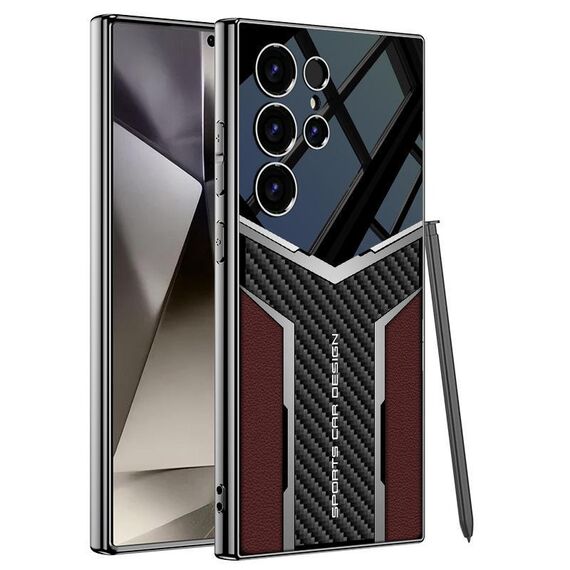Per Samsung Galaxy S24 Ultra 5G GKK Plating TPU + Custodia per telefono in pelle Future Full Coverage, senza penna (rosso)