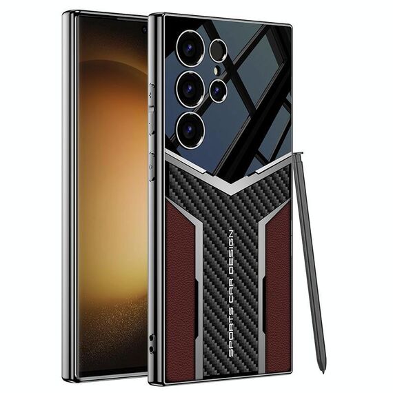 Per Samsung Galaxy S23 Ultra 5G GKK Plating TPU + Custodia per telefono in pelle Future Full Coverage, senza penna (rosso)