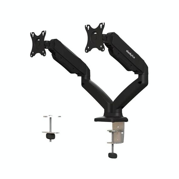 Supporto per monitor a doppio braccio da tavolo Lenovo Thinkplus ZJA1 Clip-on (nero)