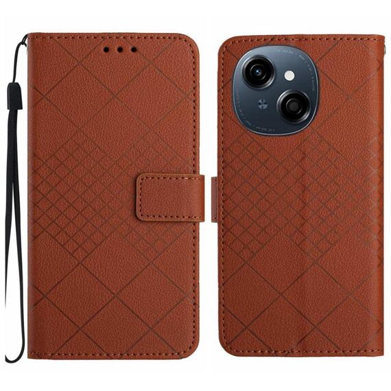 Per Tecno Pop 9 4G / Spark Go 2025 4G Custodia in pelle con trama a griglia rombica (marrone)