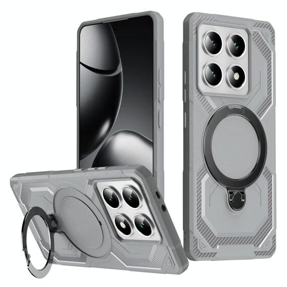 Per Xiaomi 14T Pro Custodia per telefono con supporto MagSafe satinato (grigio)