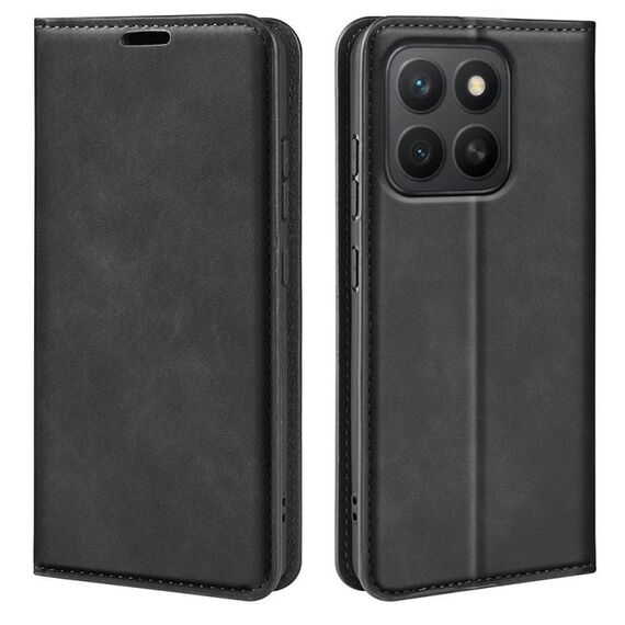 Per Honor X8c Retro-skin Custodia per telefono in pelle con ventosa magnetica (nero)