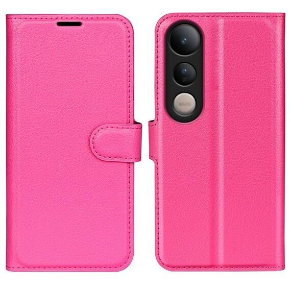 Per vivo V50 Lite 5G Custodia per telefono in pelle con supporto orizzontale con texture Litchi (rosso rosa)
