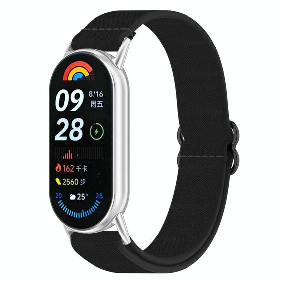 Per Xiaomi Smart Band 9/9 NFC Cinturino per orologio elastico intrecciato in nylon con fibbia scorrevole (nero)