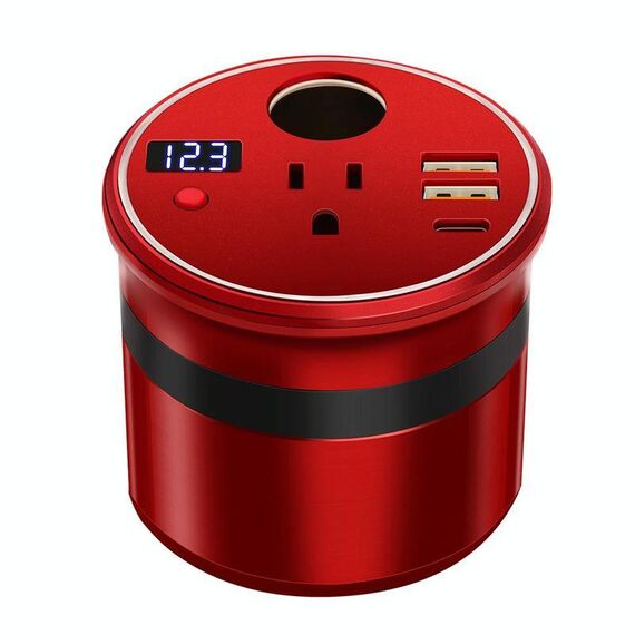 XUYUAN Inverter per auto da 12 V a 110 V Mini convertitore di carica Presa ad alta potenza da 150 W, spina USA (rosso)