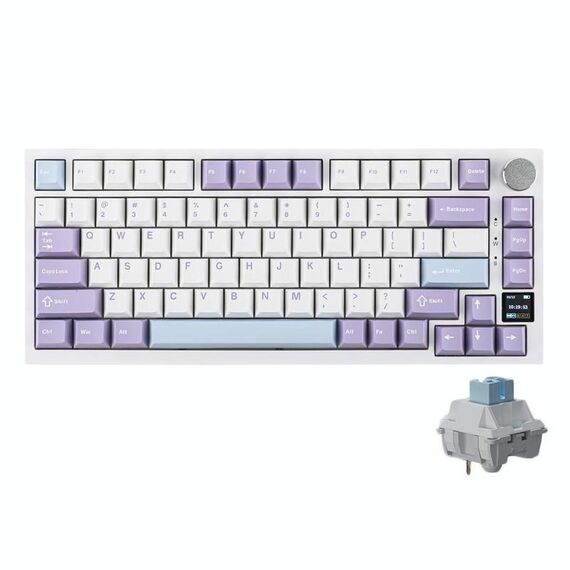Tastiera da gioco meccanica Ajazz AK820 Pro Wireless Bluetooth Tri-mode con guarnizione Hot Swap personalizzata e schermo TFT, colore: Flying Fish Spindle Purple