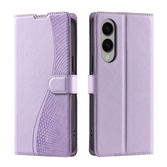 Per Samsung Galaxy S25 Edge 5G Voltage Custodia per telefono in pelle ultra sottile a pois (viola)