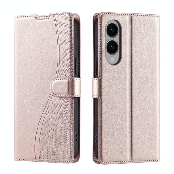 Per Samsung Galaxy S25 Edge 5G Voltage Custodia per telefono in pelle ultra sottile a pois (oro rosa)