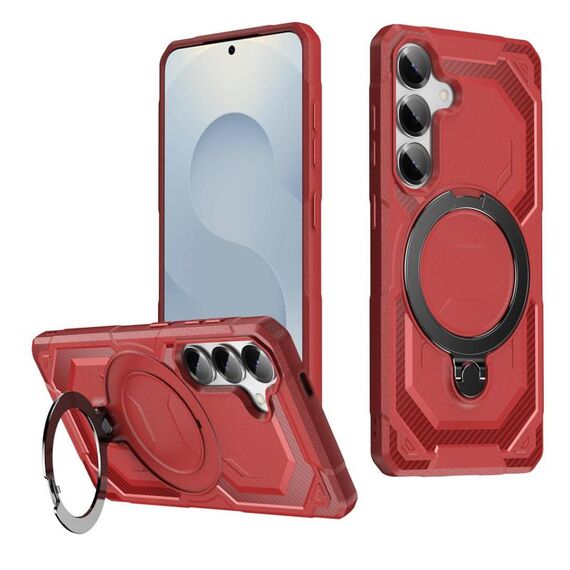 Per Samsung Galaxy S25+ 5G Custodia per telefono con supporto MagSafe satinato (rosso)