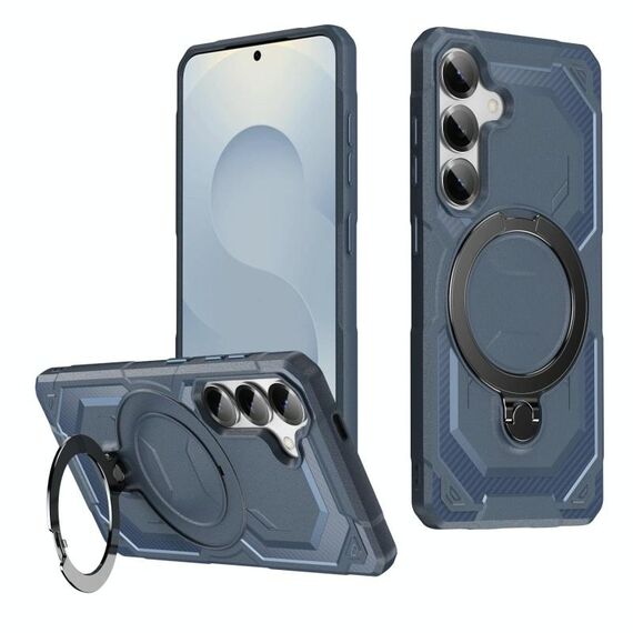 Per Samsung Galaxy S25+ 5G Custodia per telefono con supporto MagSafe satinato (blu)