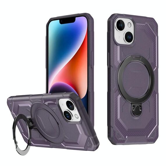 Per iPhone 14 Plus Custodia per telefono con supporto MagSafe satinato (viola)