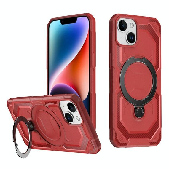 Per iPhone 15 Plus Custodia per telefono con supporto MagSafe satinato (rosso)