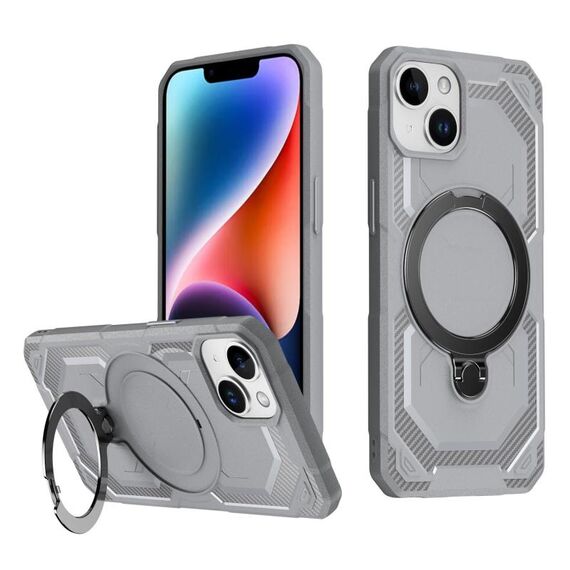 Per iPhone 15 Custodia per telefono con supporto MagSafe satinato (grigio)
